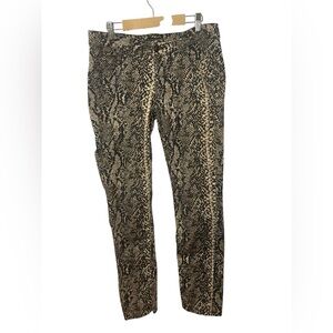 Zara Black and Tan Skinny pants with Snakeskin Print